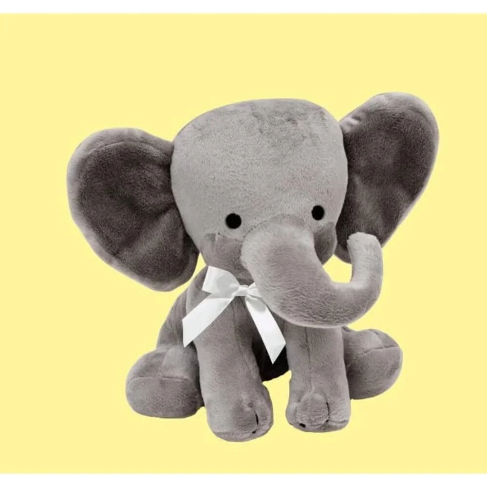 Stuffed Elephant Animal Plush with white ribbon Toys for Baby Boy